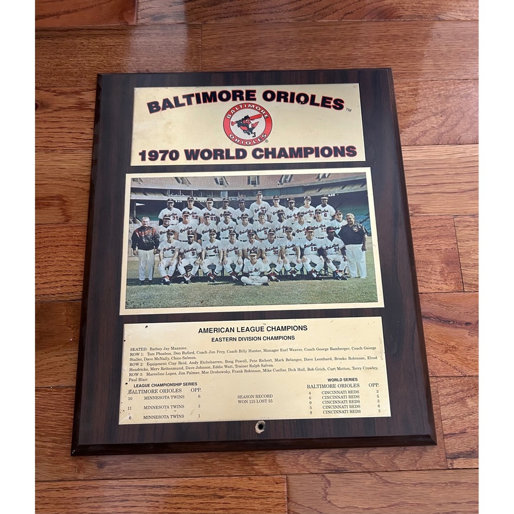 Baltimore Orioles 1970 World Champions Plaque Vintage MLB Baseball Team Photo